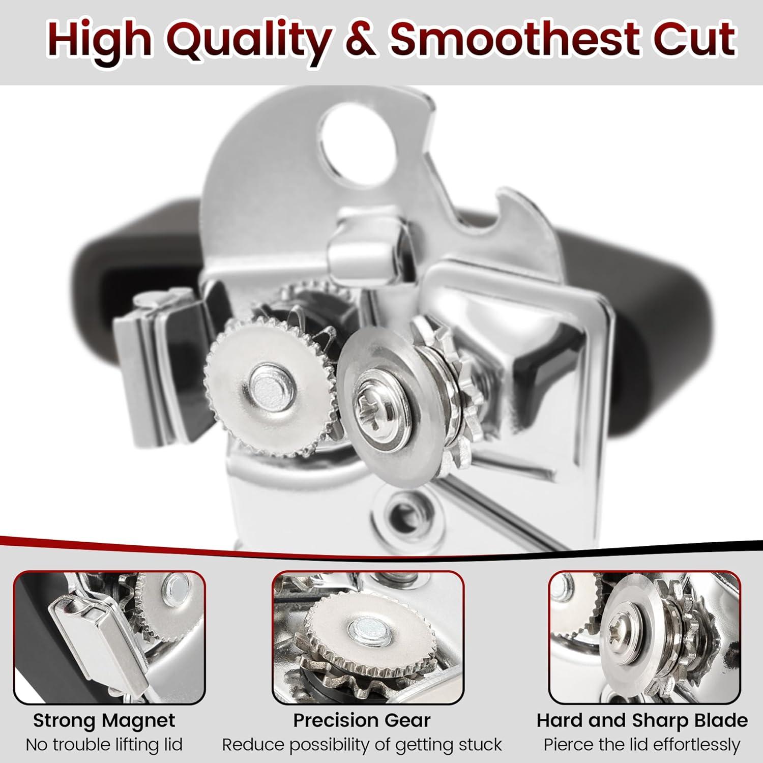 Abrelatas Manual Vayvnt de Acero Inoxidable con Imán y Mango de Goma