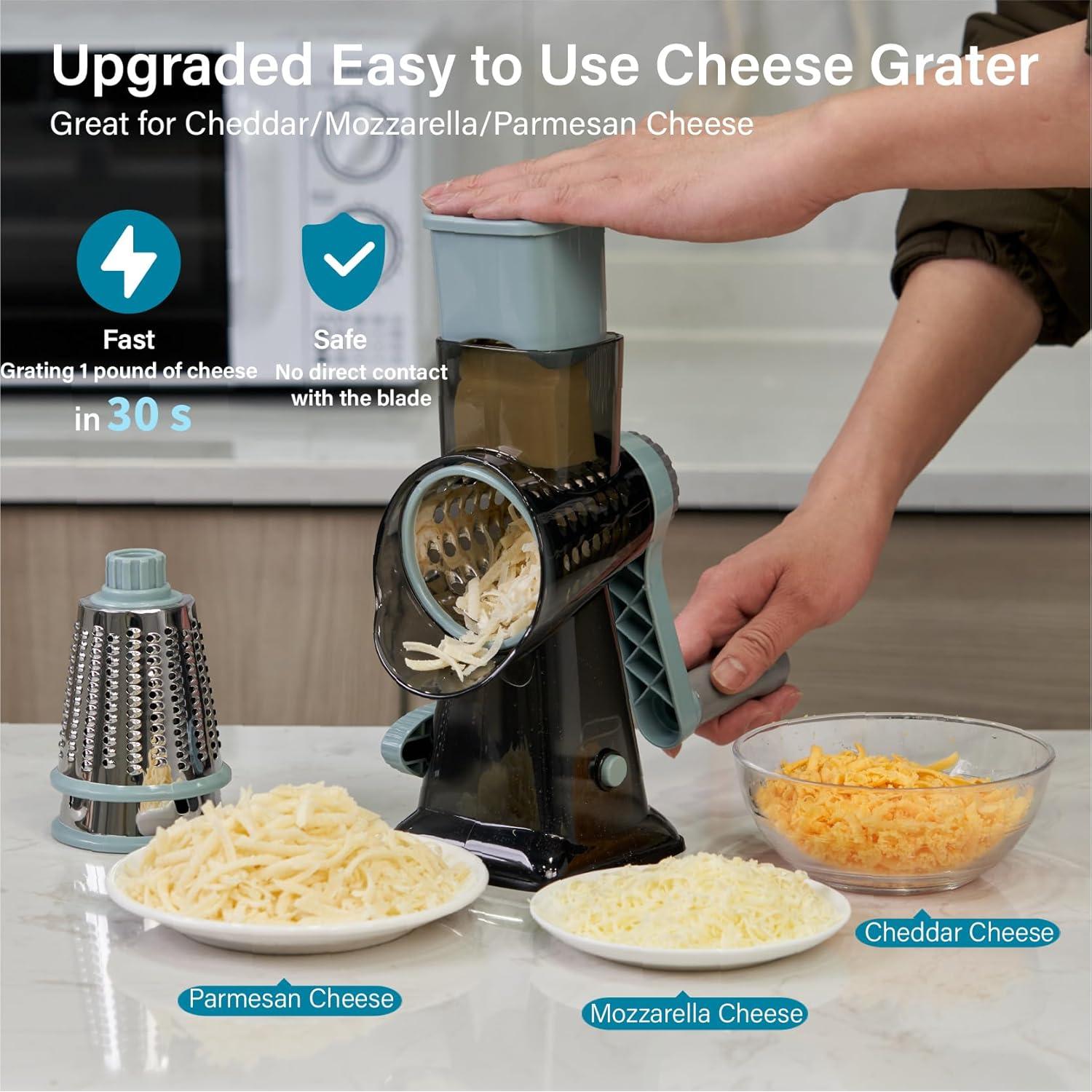 Rallador de Queso Rotatorio ALEXPHY con 3 Cuchillas y Base de Succión