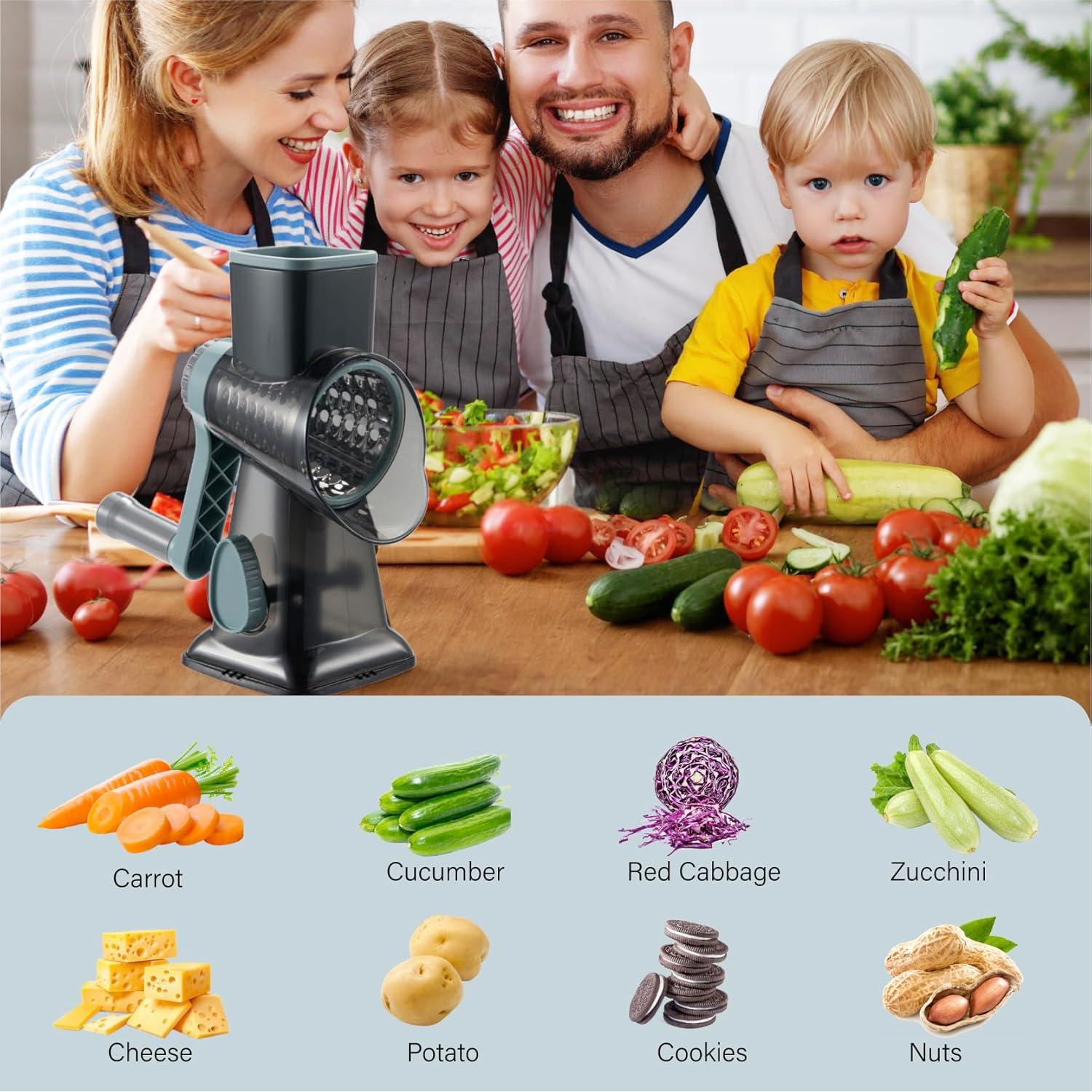 Rallador de Queso Rotatorio ALEXPHY con 3 Cuchillas y Base de Succión