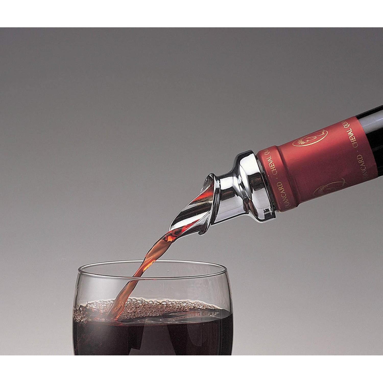 Juego de 2 Vertedores y Tapones de Vino Prodyne - Metal Cromado