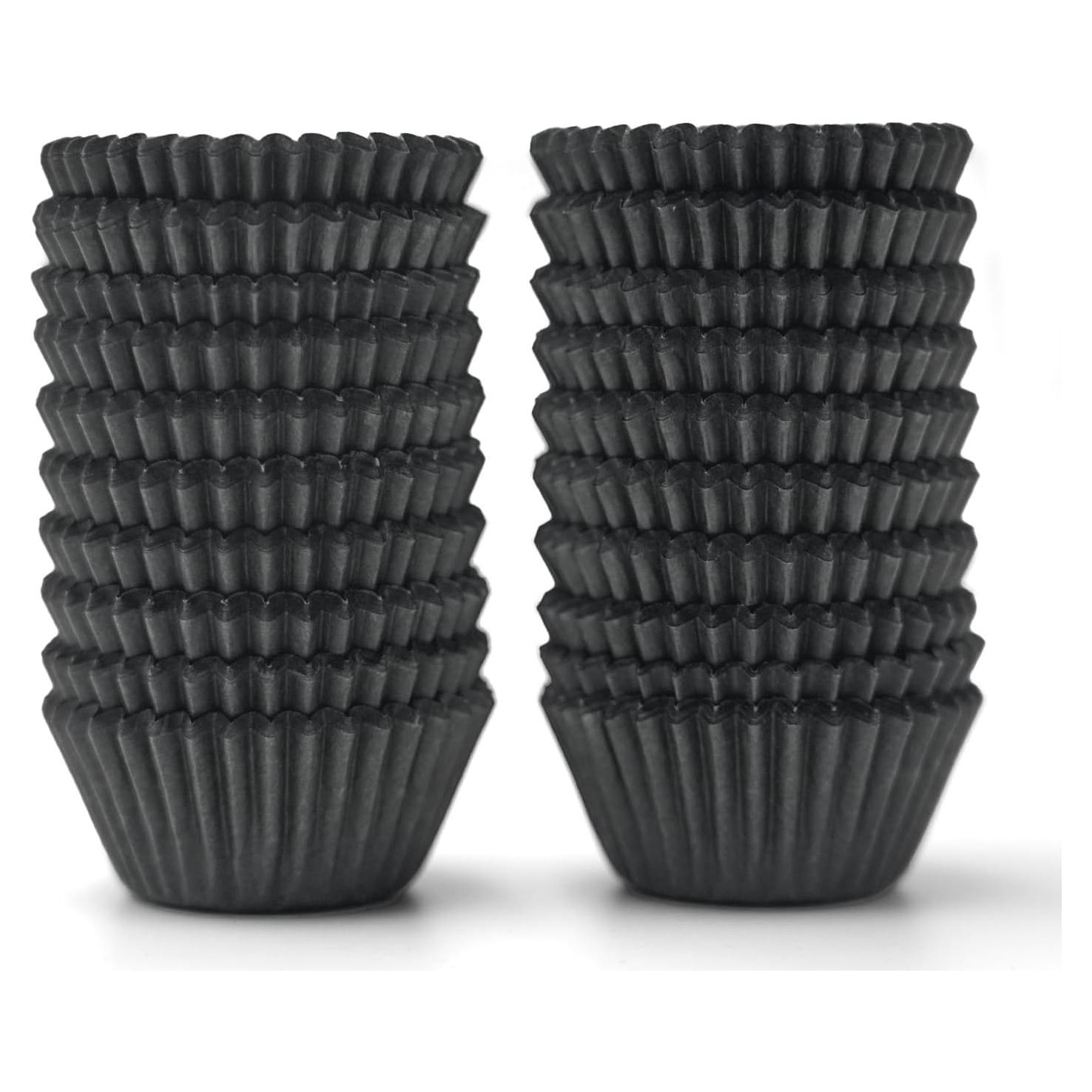 400 Forros de Mini Cupcakes Negros Bake Choice - Grado Alimenticio