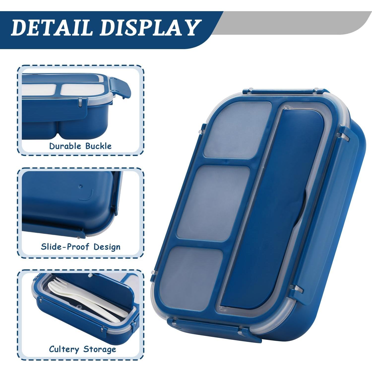 Caja Bento QQKO 1200ml 4 Compartimentos A Prueba de Fugas