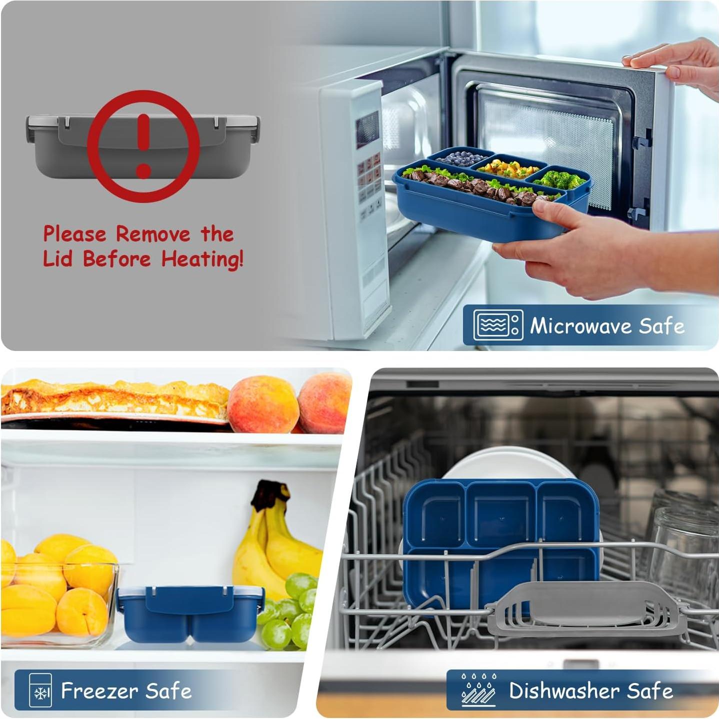 Caja Bento QQKO 1200ml 4 Compartimentos A Prueba de Fugas