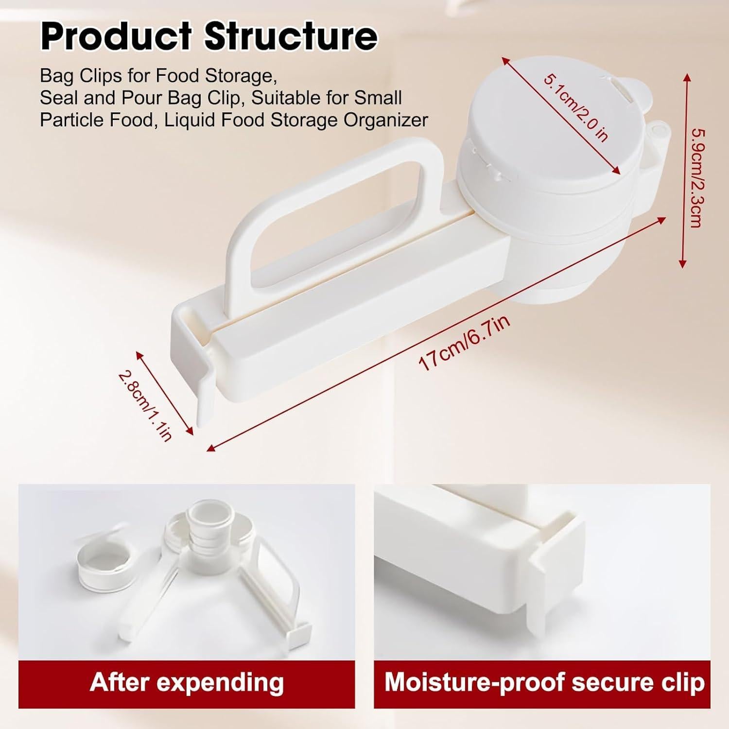 Clip para bolsas de comida HNLAYXL con boquilla 17 cm