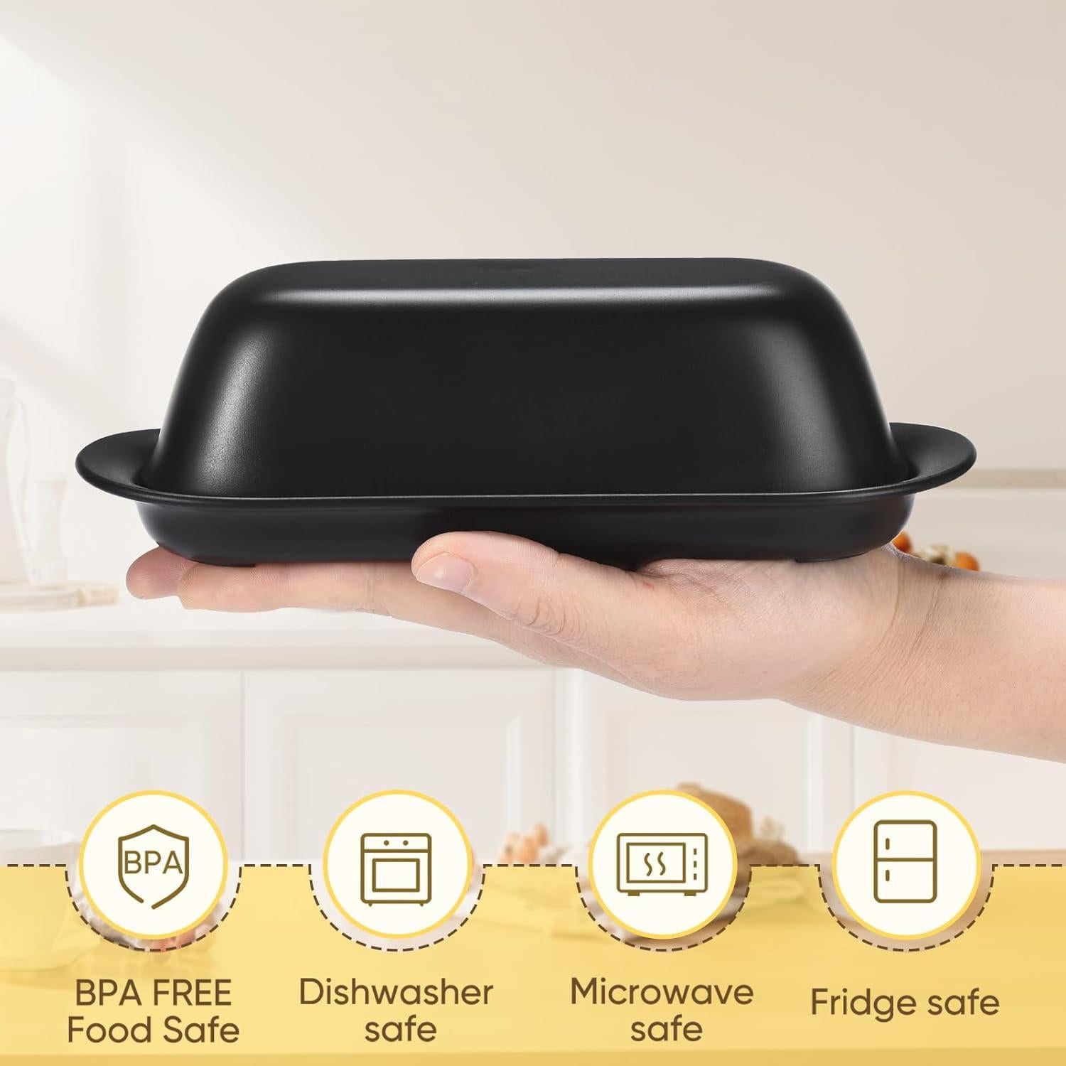 Plato para Mantequilla Hermético Hekeieon con Tapa - Negro