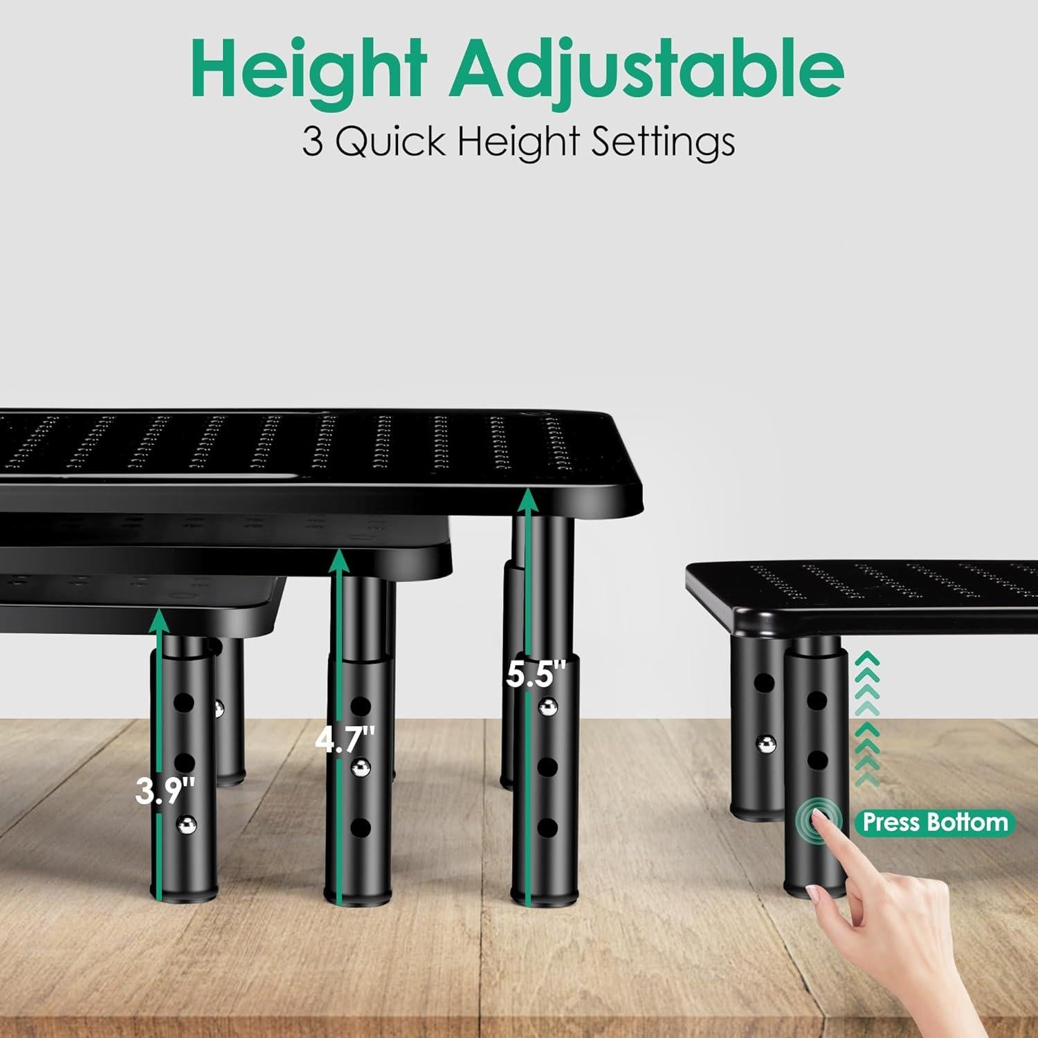 Soporte para Monitor Ajustable La Jaco DS01B Negro 3 Alturas