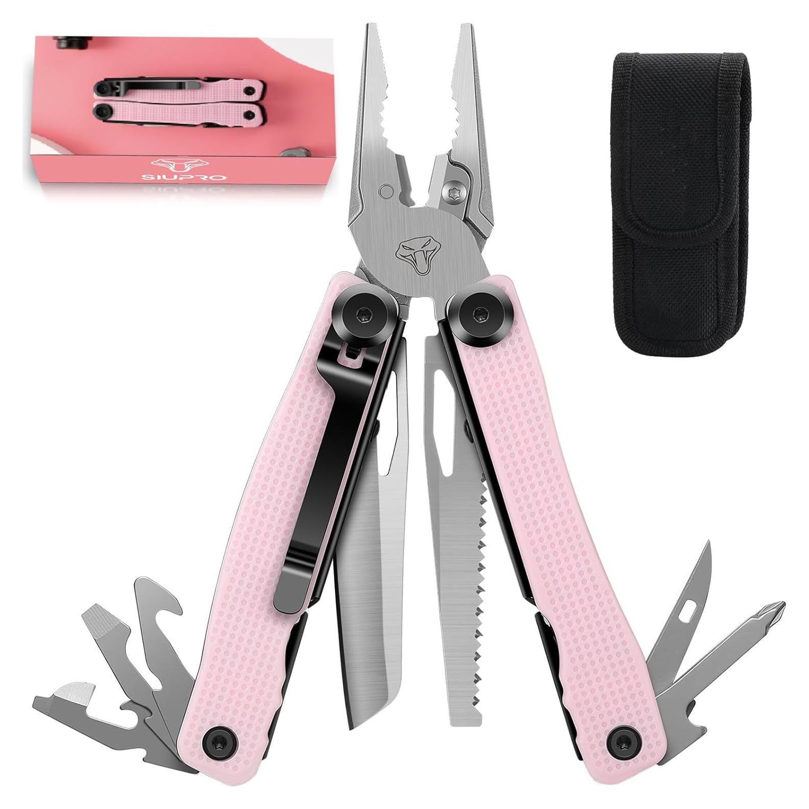 Cuchillo Multiherramienta SIUPRO SD-9 Rosa Plegable 14 Funciones