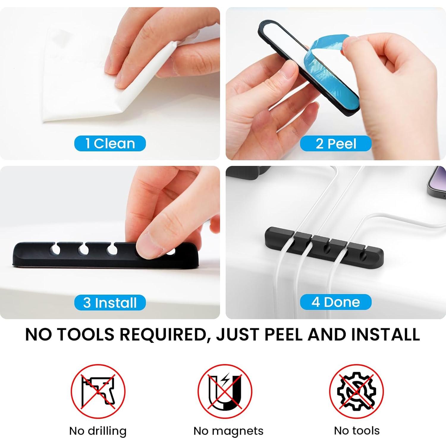 Clips Organizadores de Cables AhaStyle - Paquete de 3 - Negro