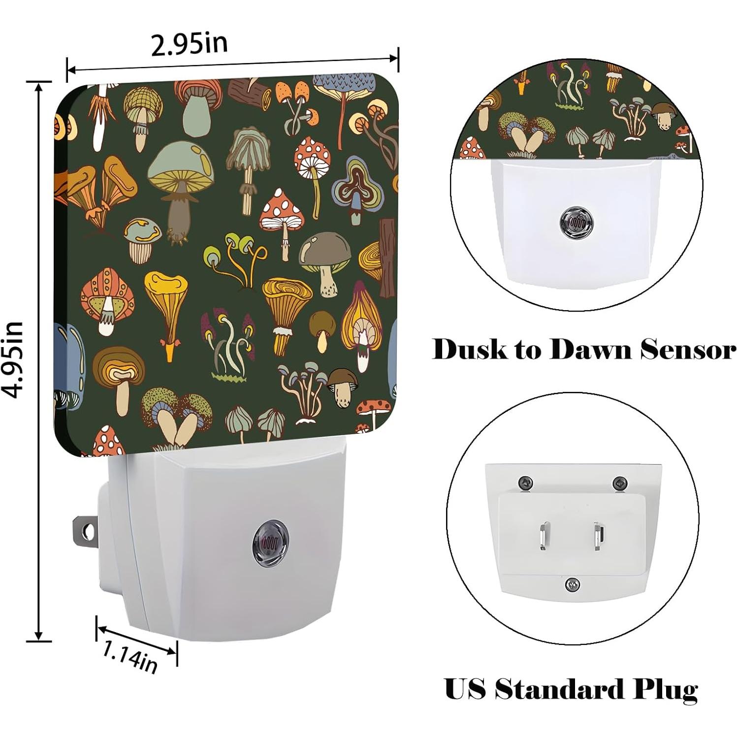 Luz Nocturna Enchufable FSHVQKD Hongos 11.5x7.5x5 cm Cálida