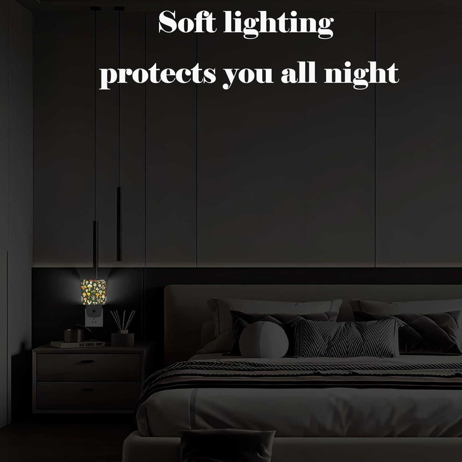 Luz Nocturna Enchufable FSHVQKD Hongos 11.5x7.5x5 cm Cálida