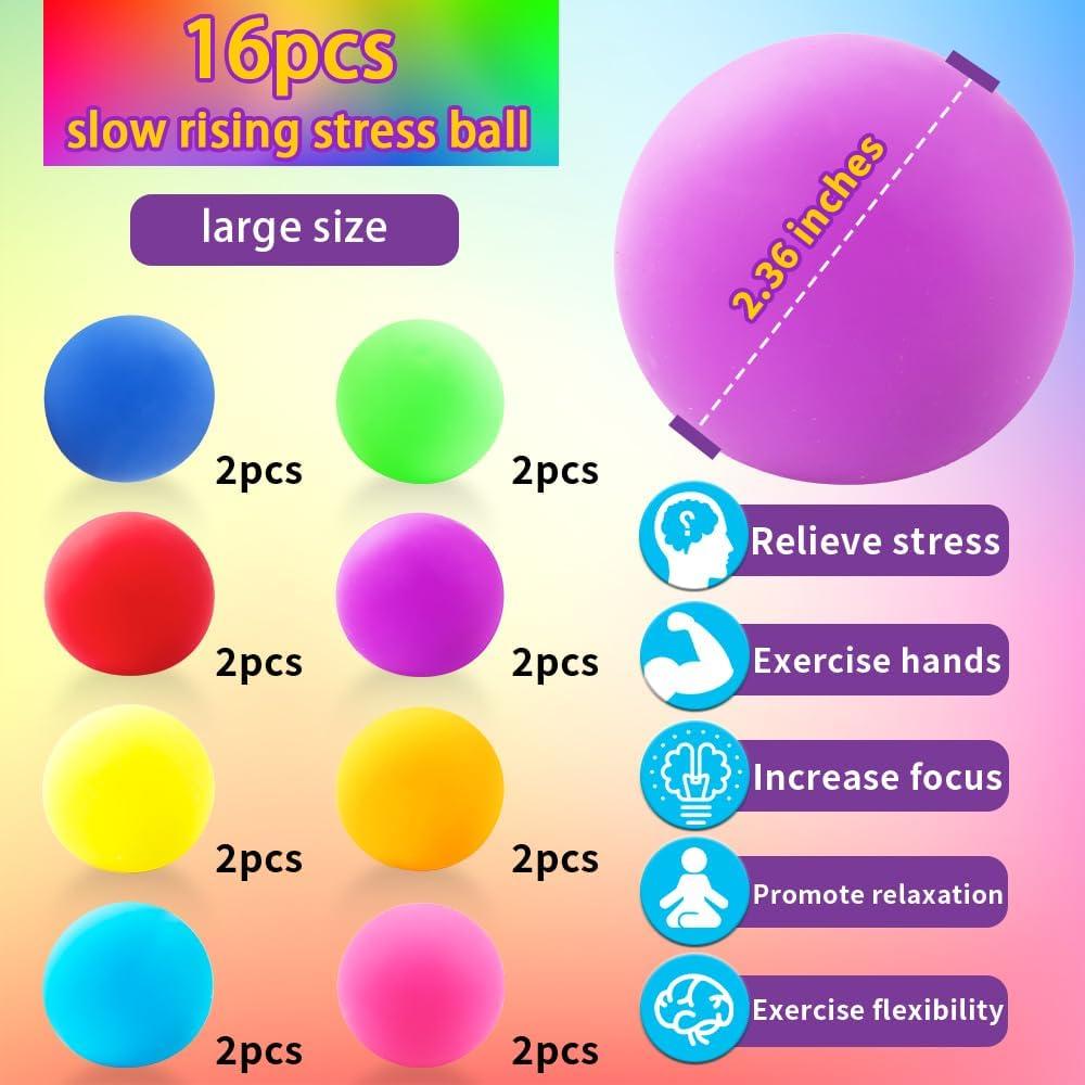 16 Pelotas Antiestrés DIYDEC 6 cm para Alivio de Ansiedad