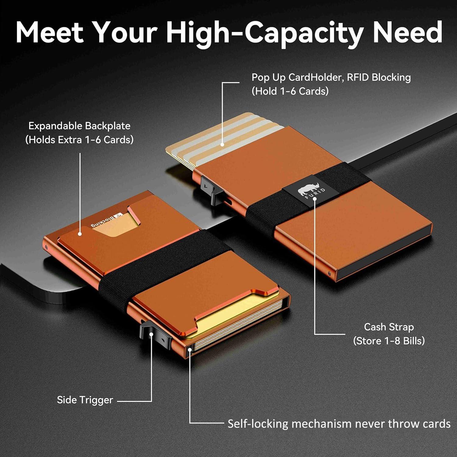 Billetera Inteligente Slim Furid para Hombres - Bloqueo RFID, 11 Tarjetas