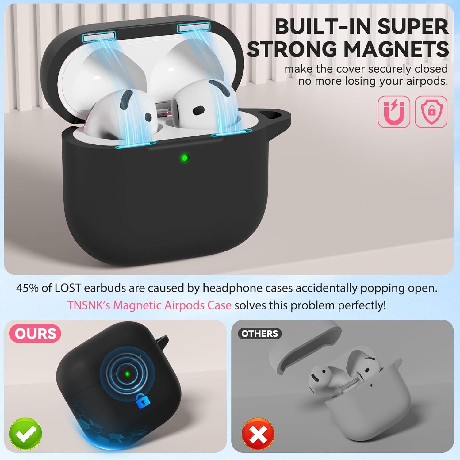 Funda Protectora Silicona para AirPods 4 TNSNK con Kit de Limpieza