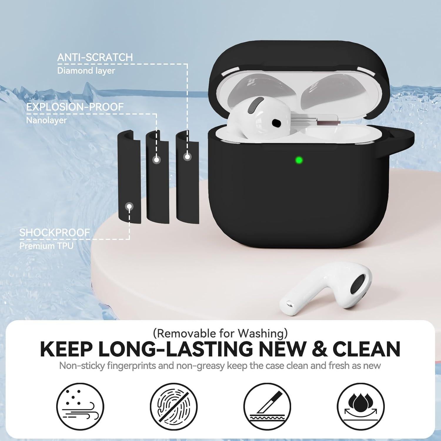 Funda Protectora Silicona para AirPods 4 TNSNK con Kit de Limpieza