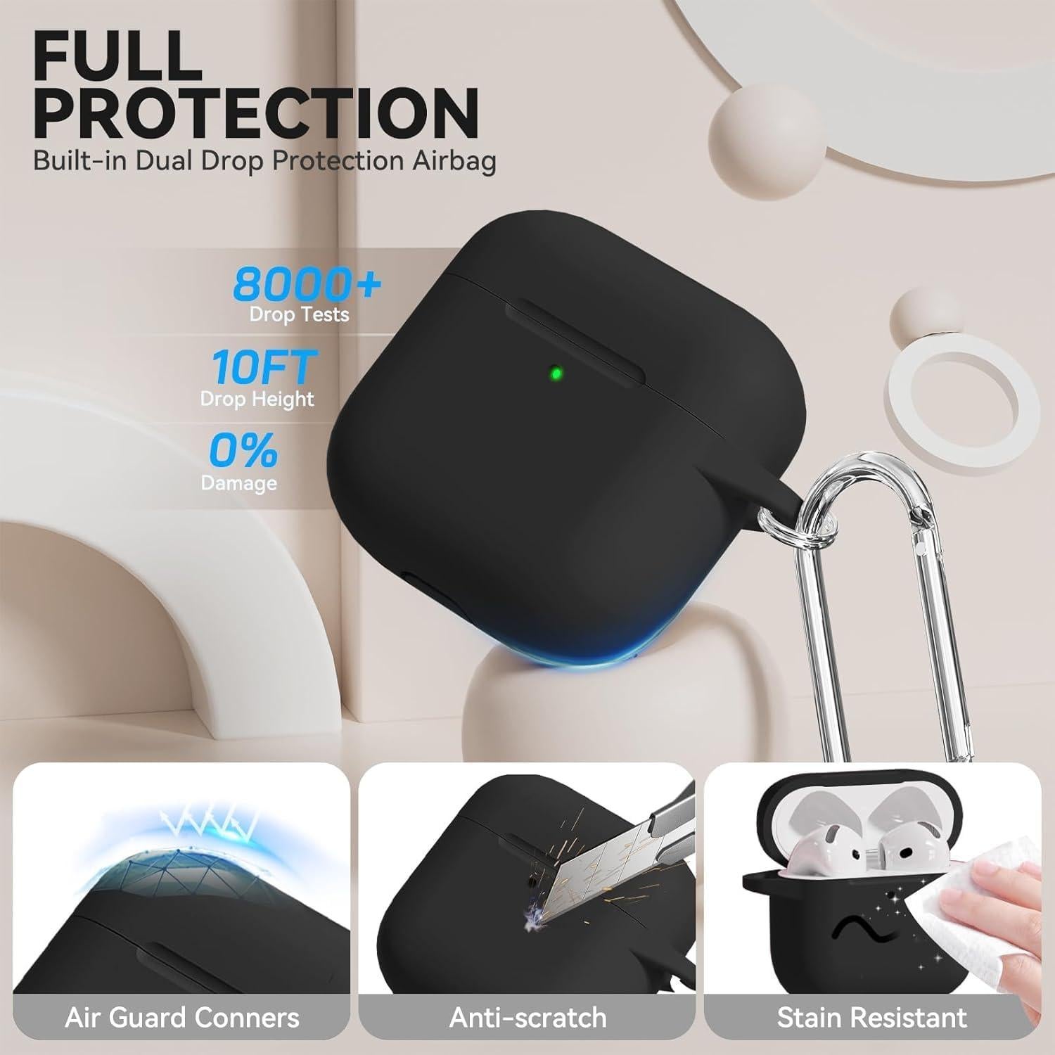 Funda Protectora Silicona para AirPods 4 TNSNK con Kit de Limpieza