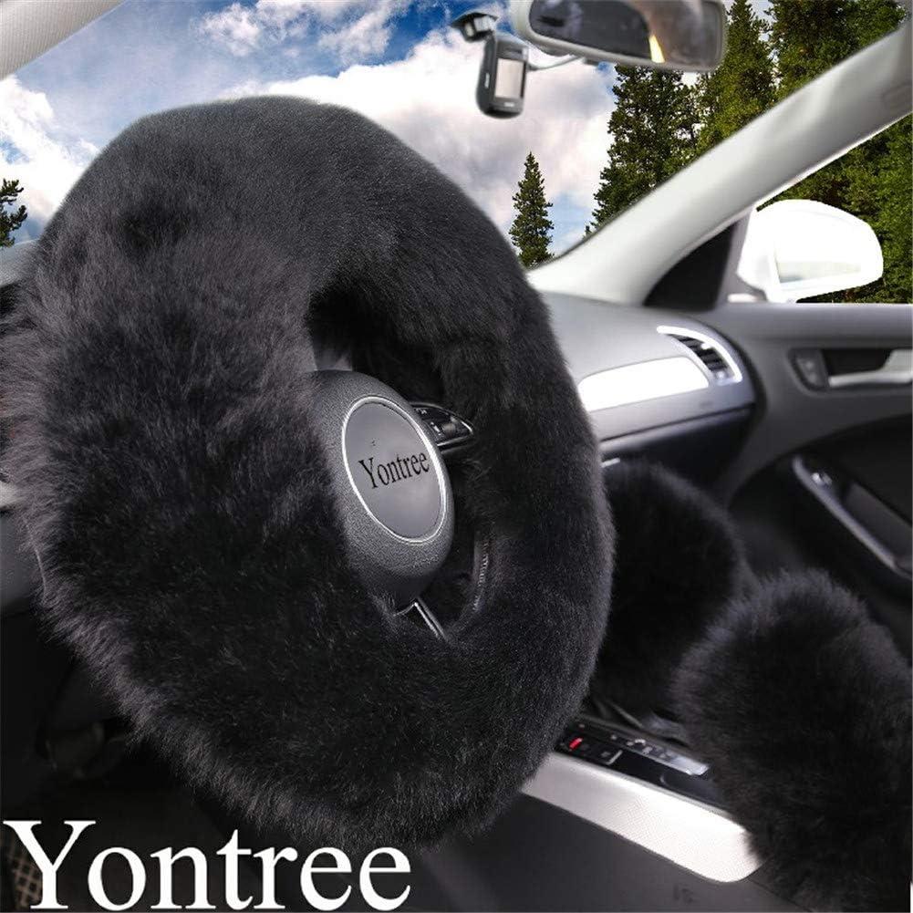 Juego de Fundas de Volante Yontree 100% Lana 15 Pulgadas Negro