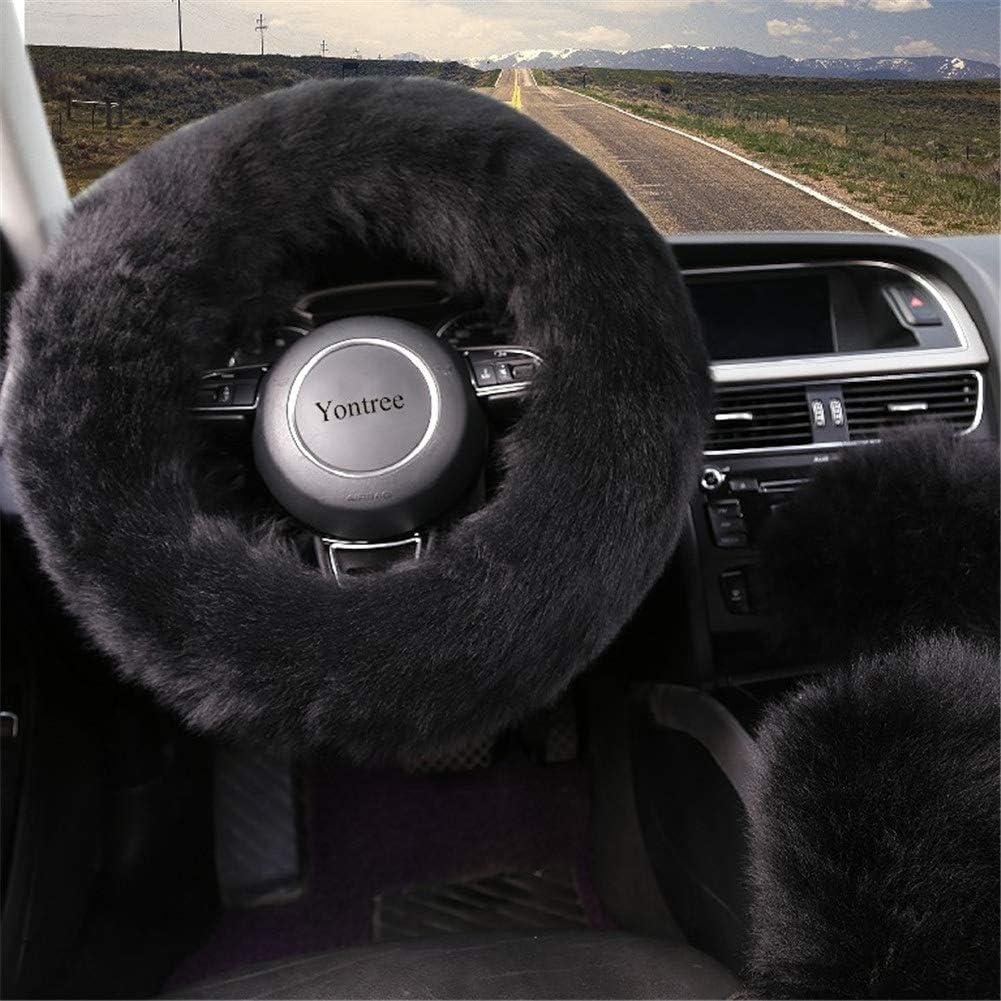 Juego de Fundas de Volante Yontree 100% Lana 15 Pulgadas Negro