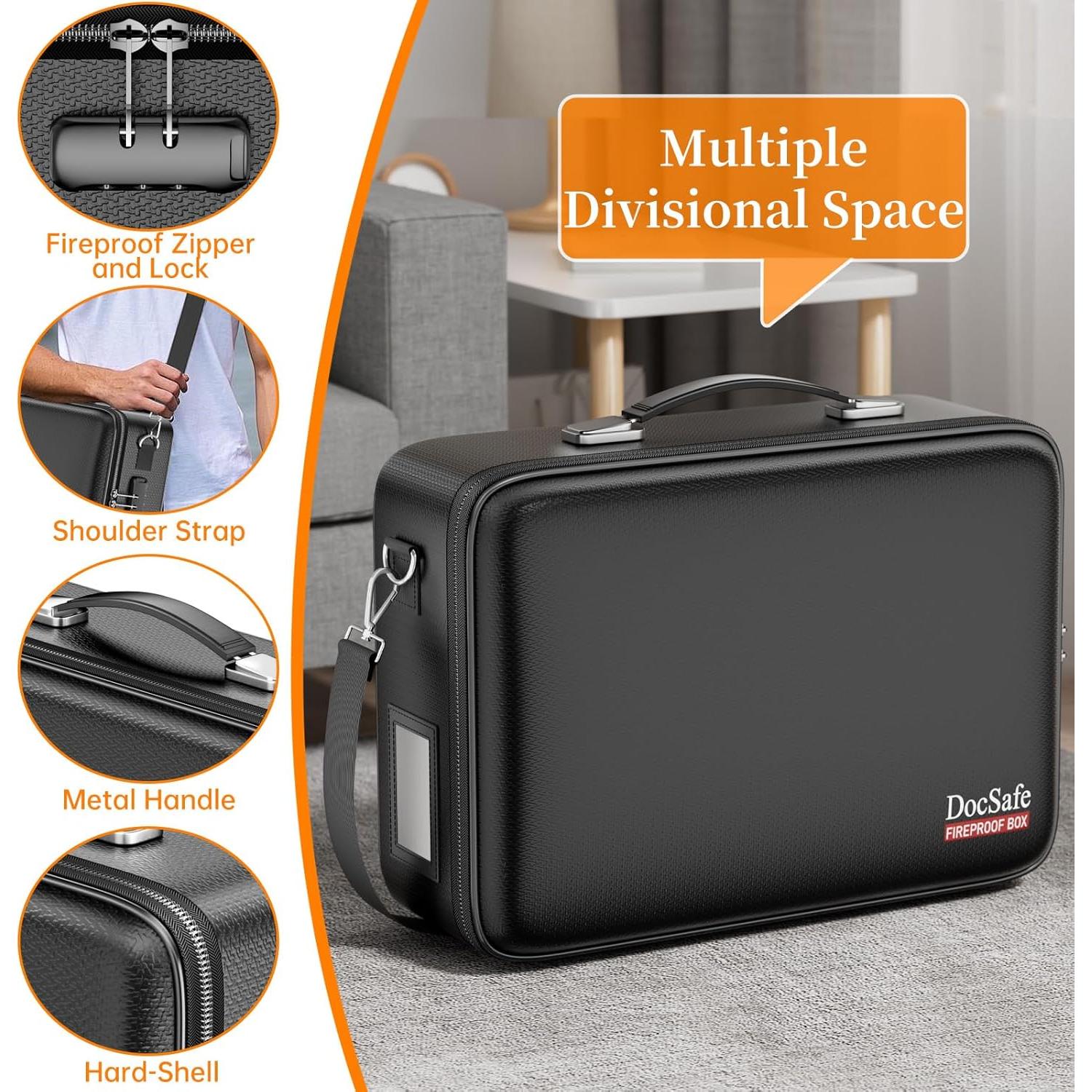 Caja de Documentos a Prueba de Fuego DocSafe 38.6x28.5cm Negra