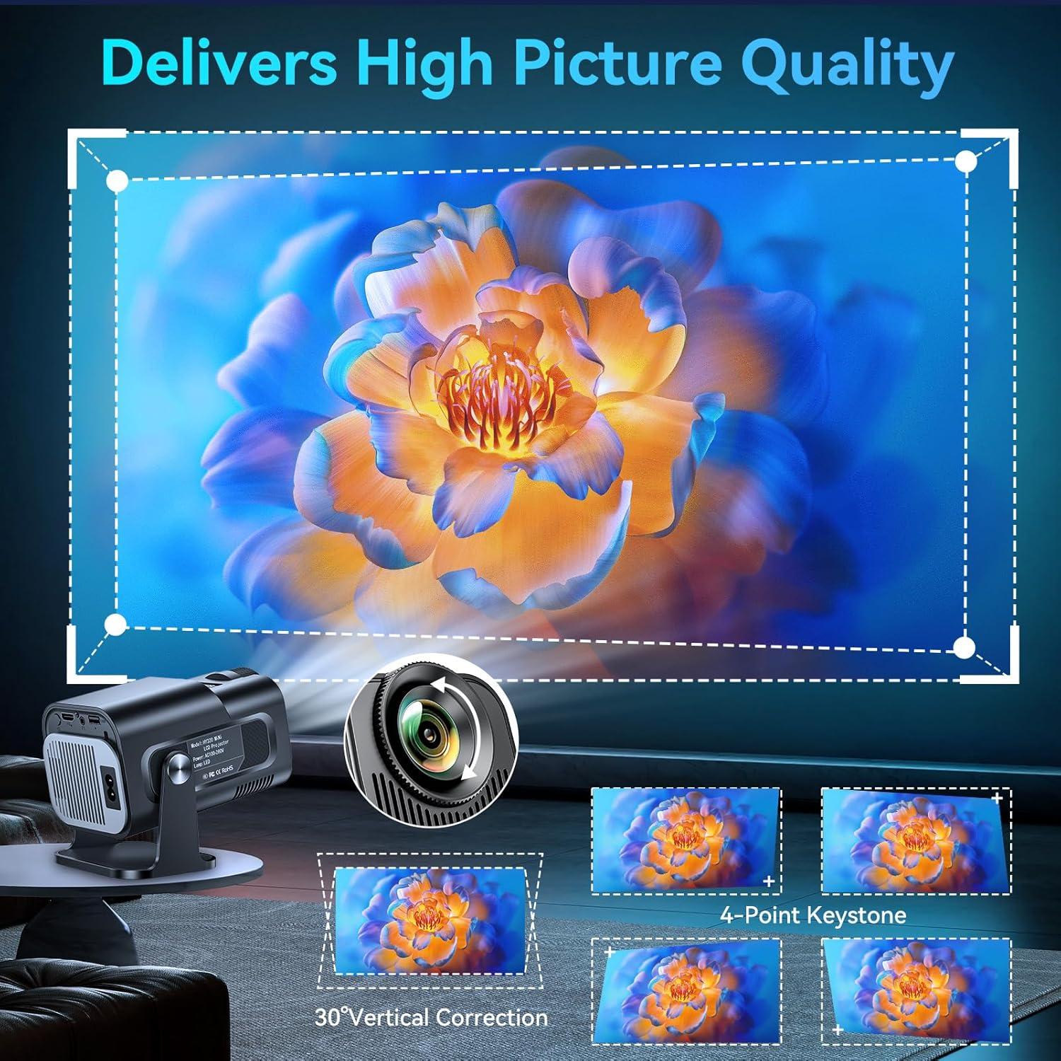 Proyector Mini SKLNXAZ 1080P 4K WiFi 6 Portátil 200''