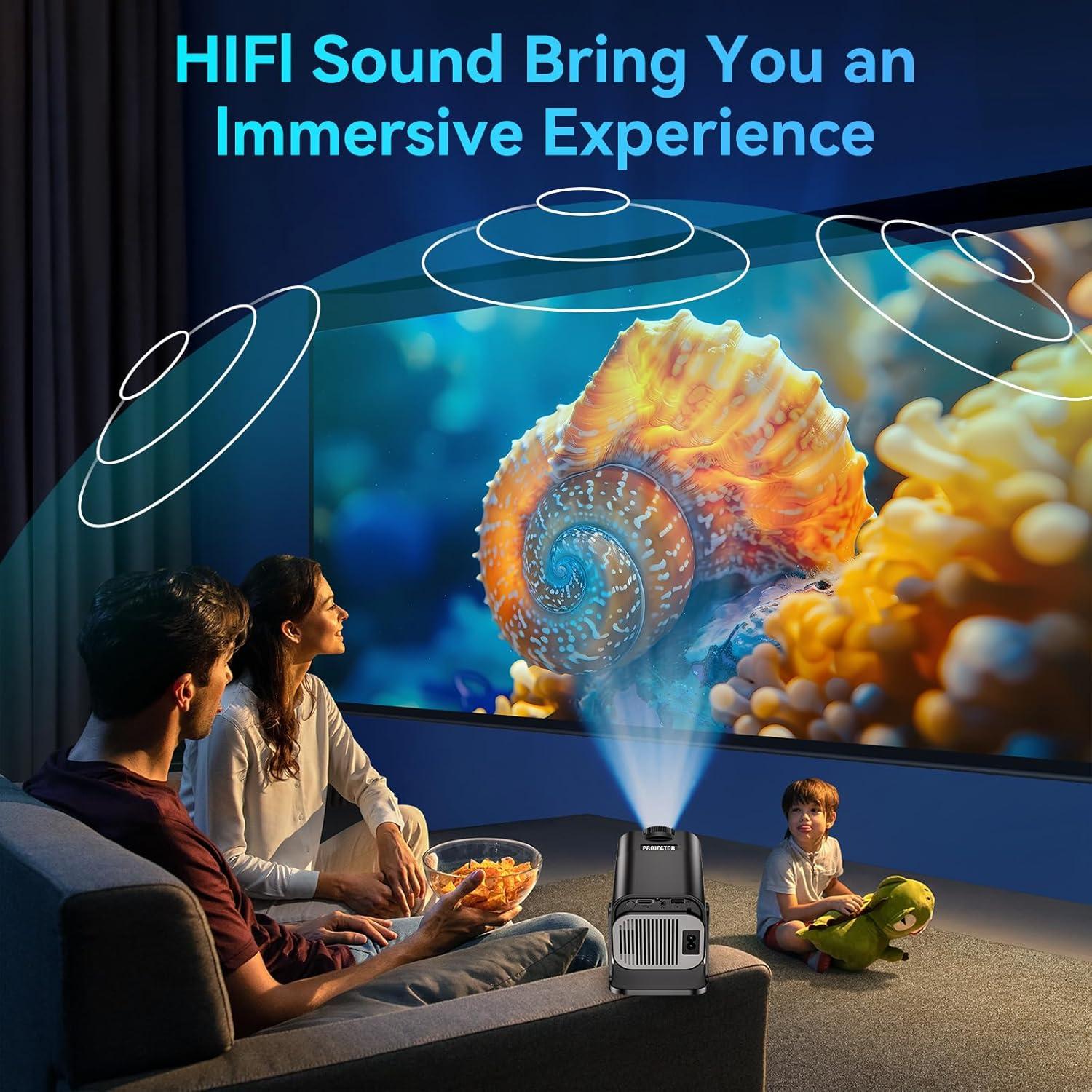 Proyector Mini SKLNXAZ 1080P 4K WiFi 6 Portátil 200''