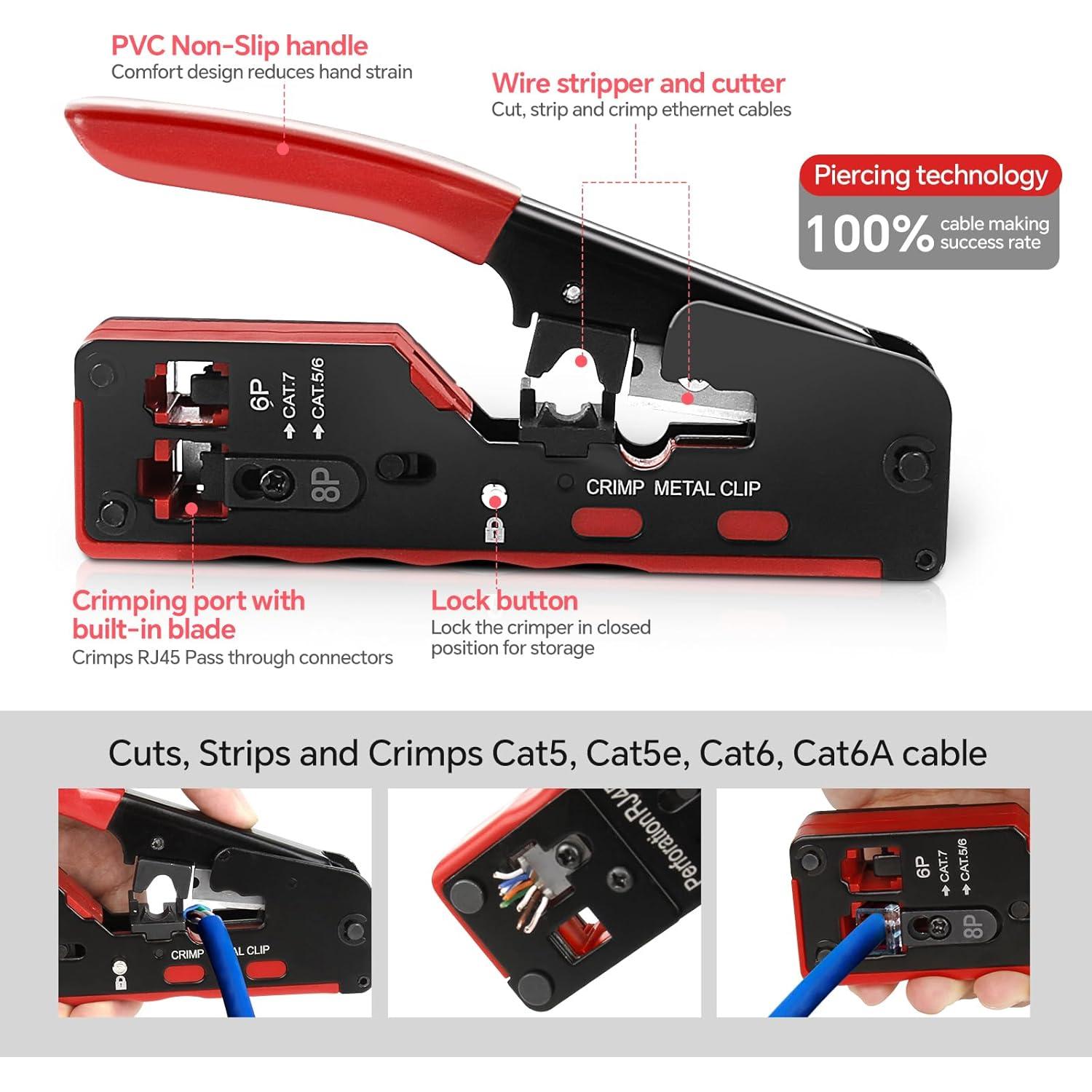 Kit de Crimpado y Probador de Cable Noyafa 468YS - Ethernet RJ45