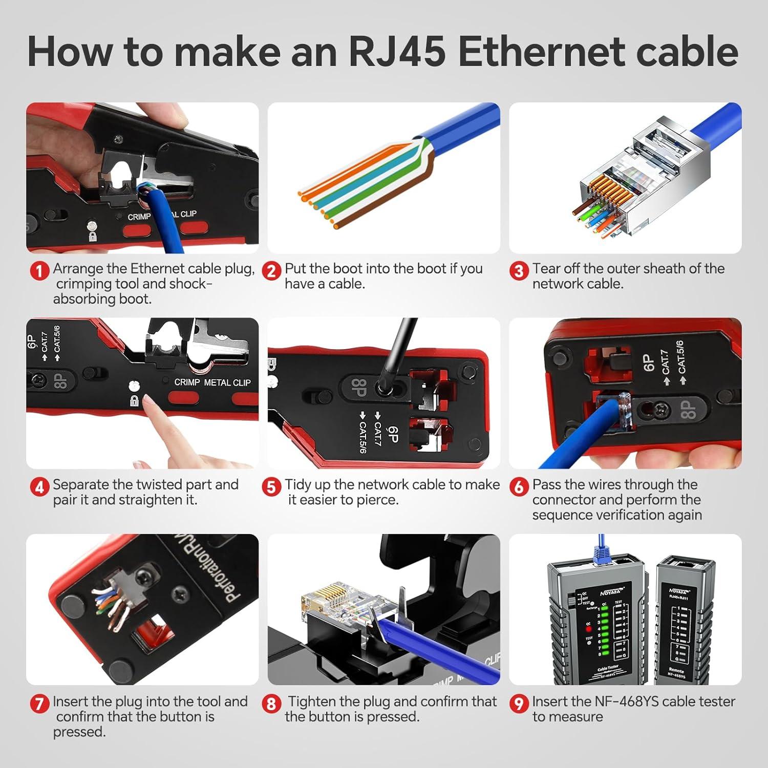 Kit de Crimpado y Probador de Cable Noyafa 468YS - Ethernet RJ45