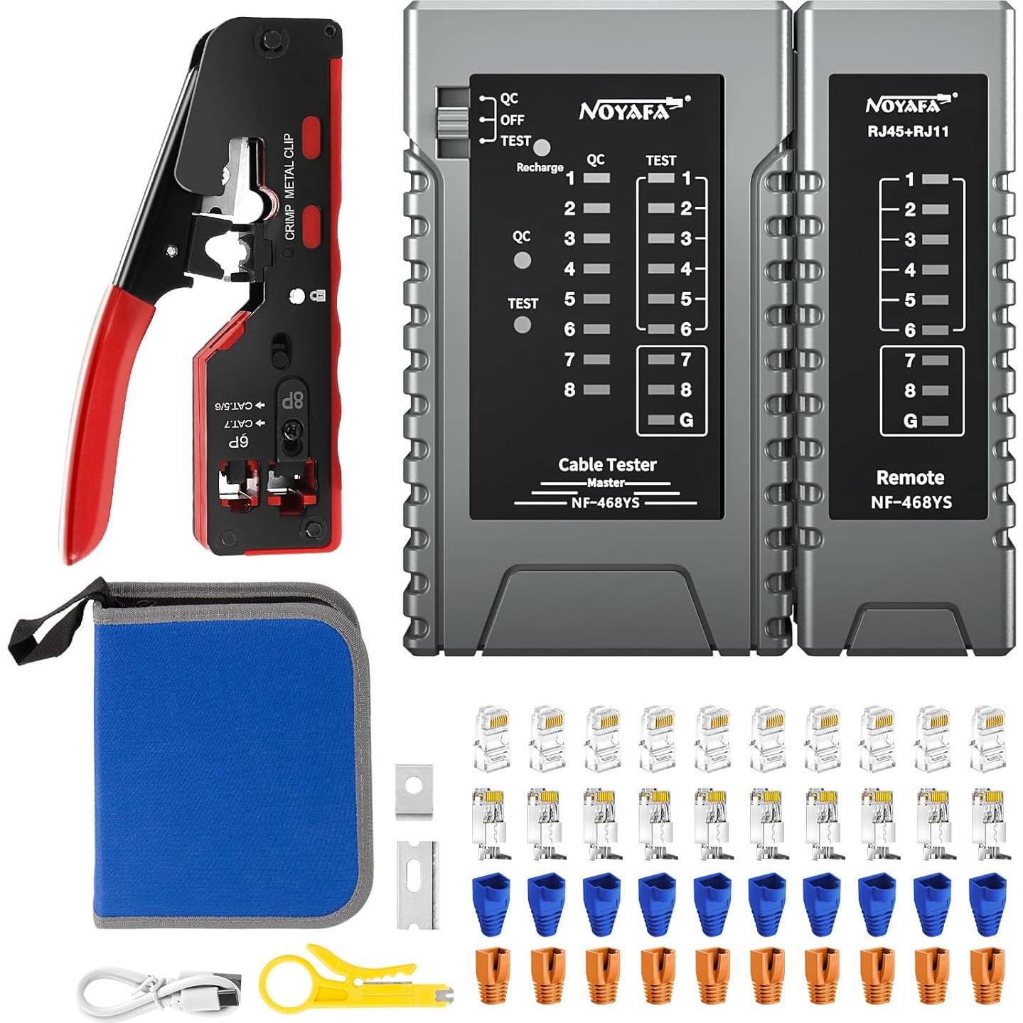 Kit de Crimpado y Probador de Cable Noyafa 468YS - Ethernet RJ45