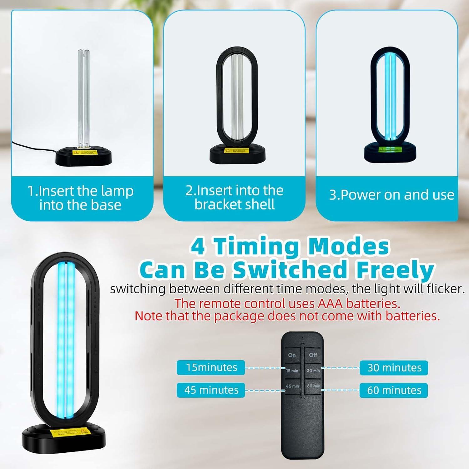 Desinfectante de Luz UV Feefir Portátil con Control Remoto 38W