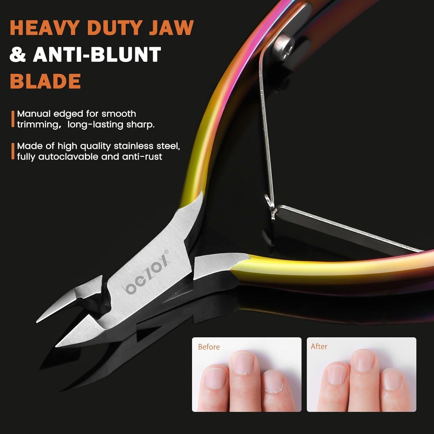 Cortador de Cutículas Profesional BEZOX Arcoíris 7mm Acero Inoxidable