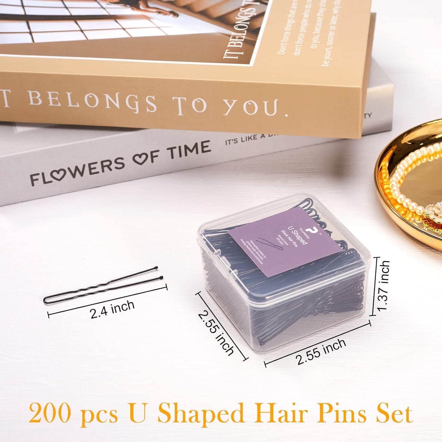 Horquillas Negras PURPLESKY 200pcs para Cabello Grueso