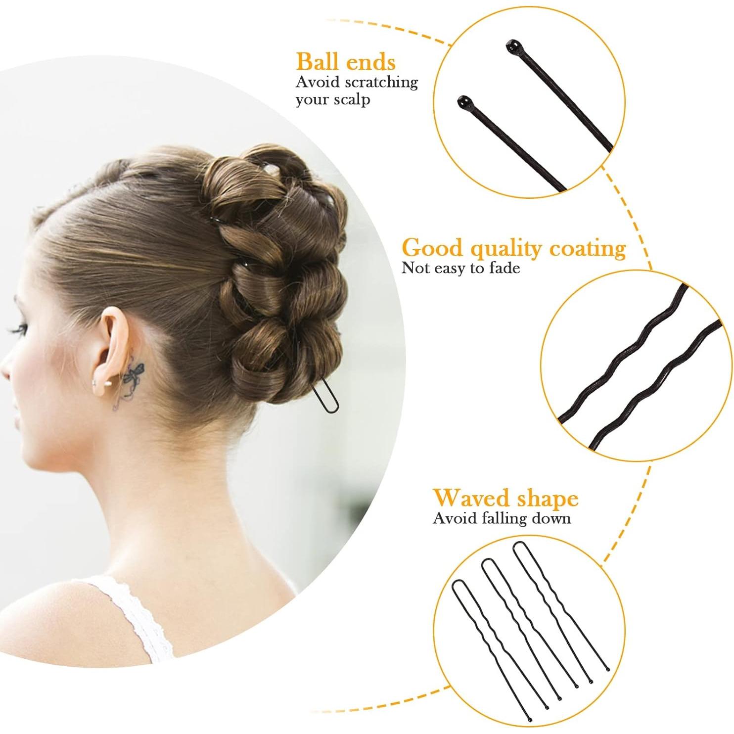 Horquillas Negras PURPLESKY 200pcs para Cabello Grueso