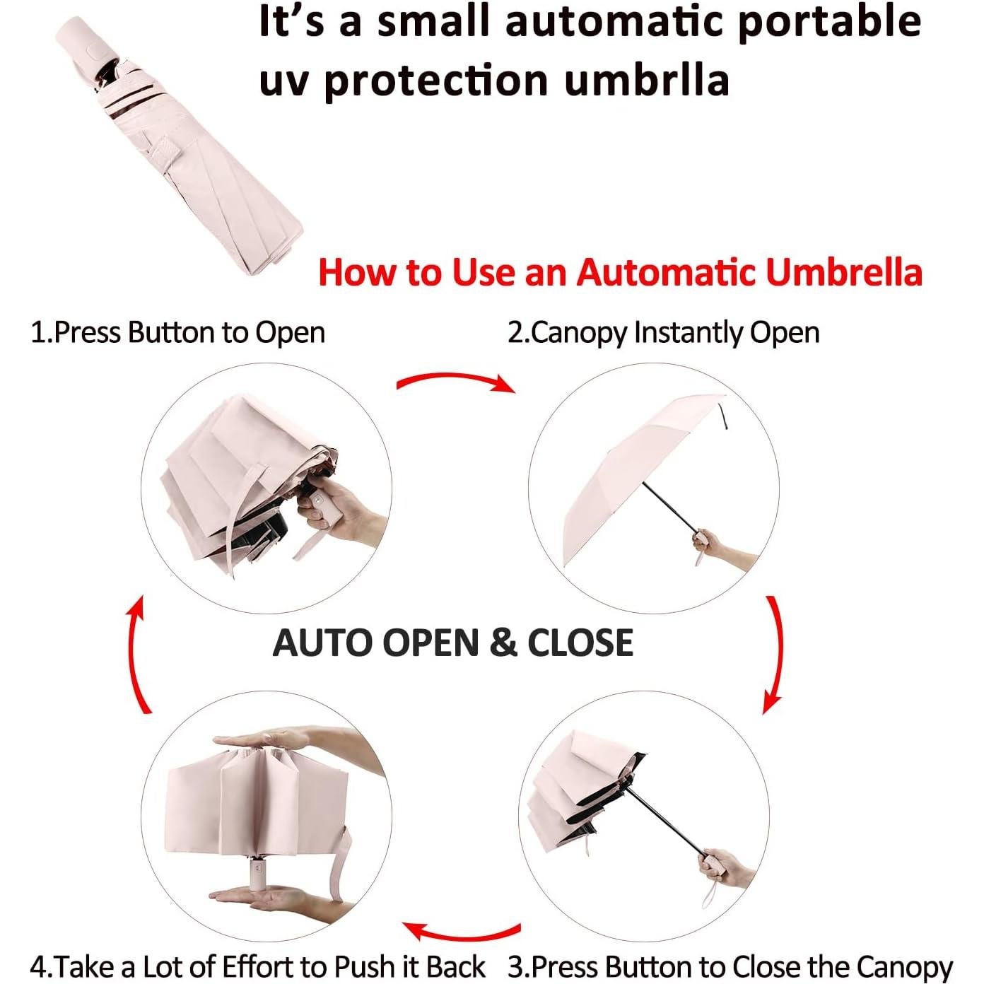 Paraguas de Viaje BAODINI Compacto UV 50+ 106.68 cm Paquete 2