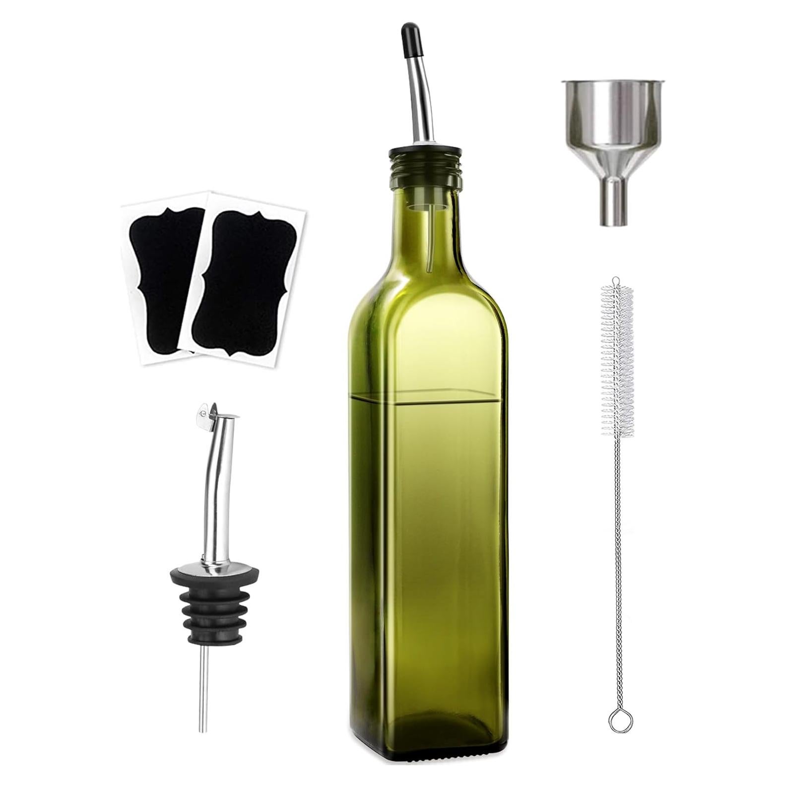 Botella dispensadora de aceite de oliva Leaflai 500 ml vidrio verde