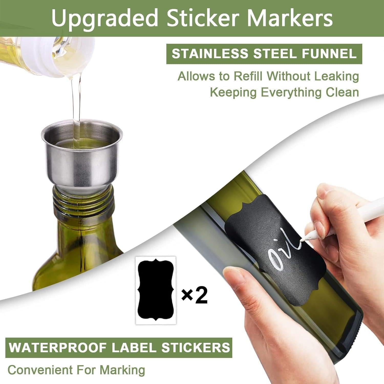 Botella dispensadora de aceite de oliva Leaflai 500 ml vidrio verde