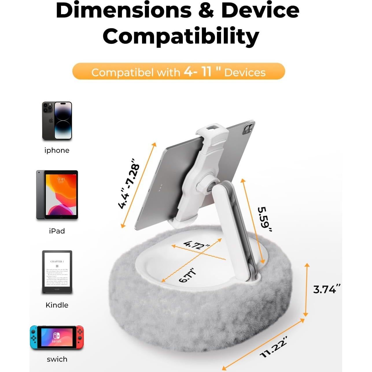 Soporte de Almohada SupeDesk para Kindle y Tabletas - Gris