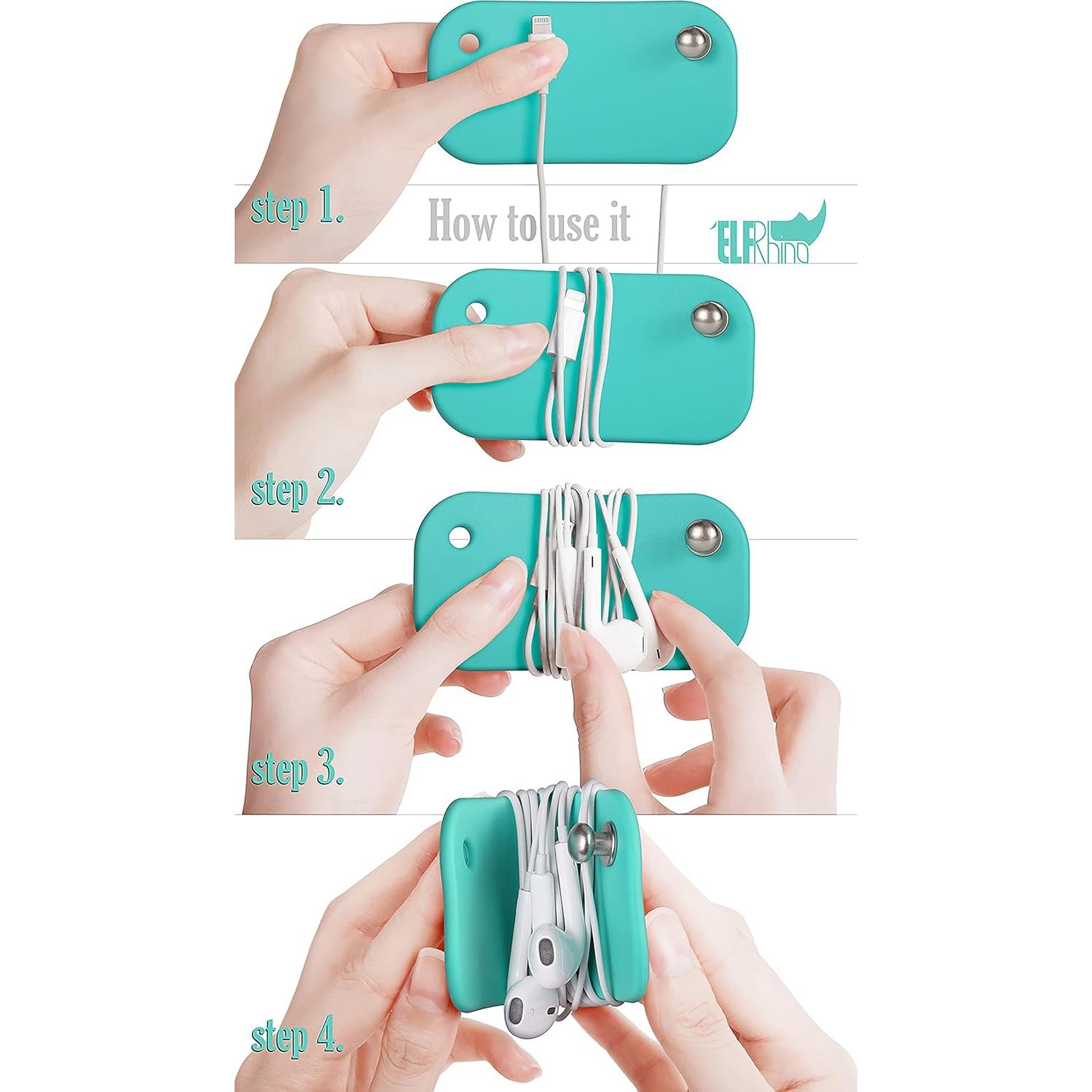 Organizador de Cables ELFRhino Enrollador de Auriculares Negro/Blanco