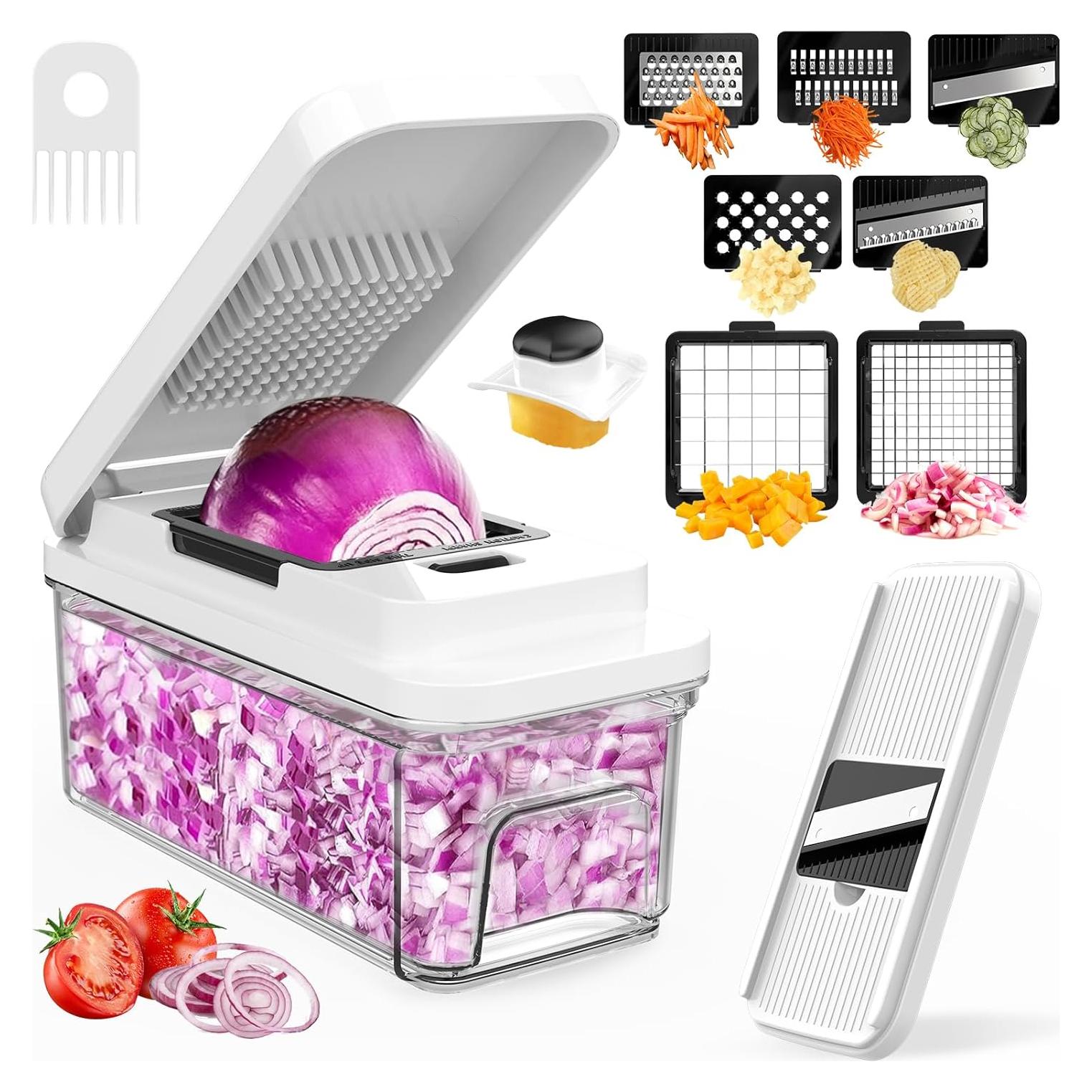 Cortador de Verduras 10 en 1 CrazyQueen con 7 Cuchillas y Contenedor 2L