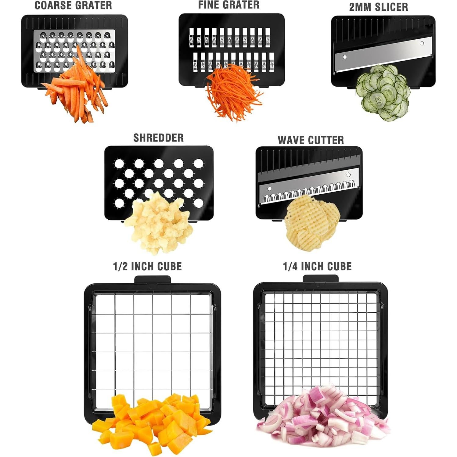 Cortador de Verduras 10 en 1 CrazyQueen con 7 Cuchillas y Contenedor 2L