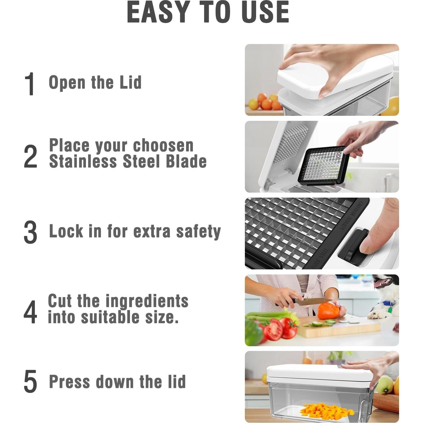 Cortador de Verduras 10 en 1 CrazyQueen con 7 Cuchillas y Contenedor 2L