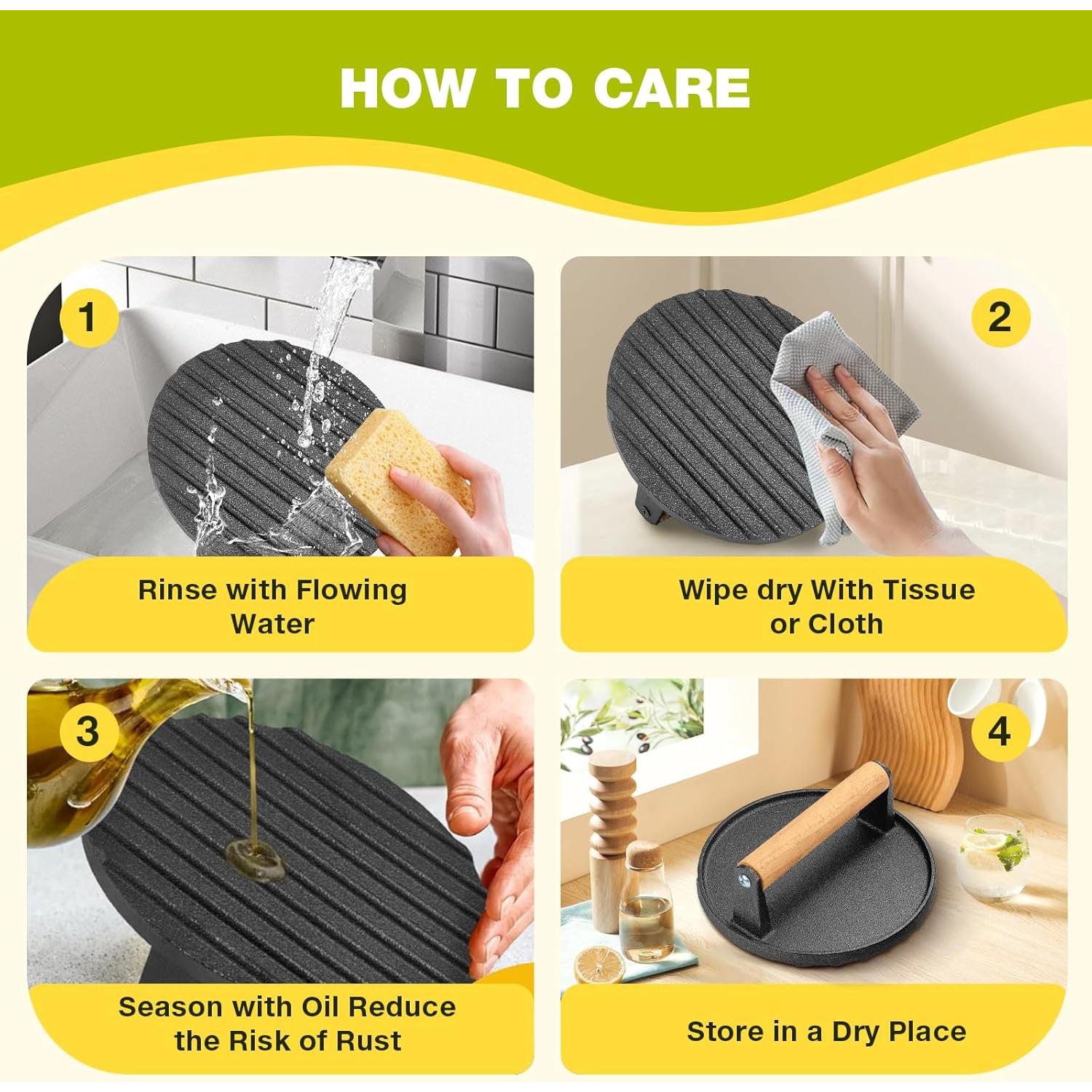 Kit de Prensa para Hamburguesas Fervidus 3 Piezas Hierro Fundido