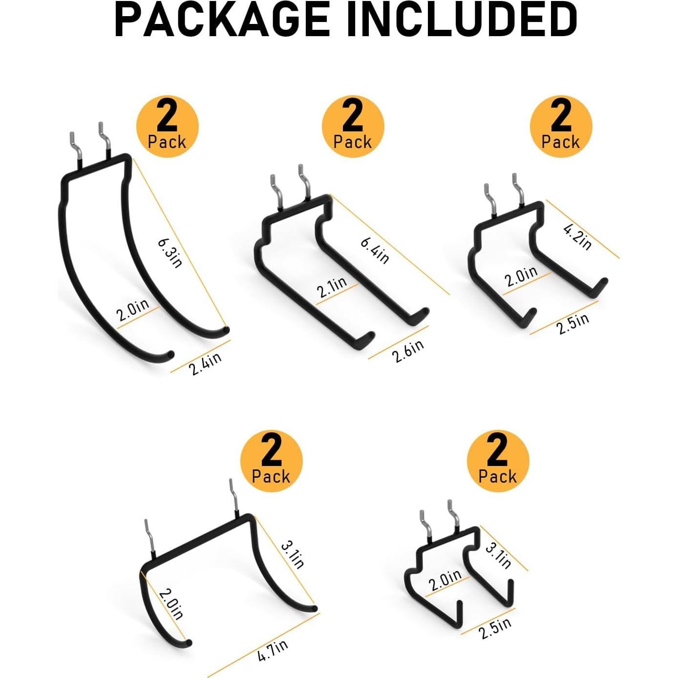 Ganchos de Tablero de Clavos INCLY - Paquete de 10, Alta Resistencia