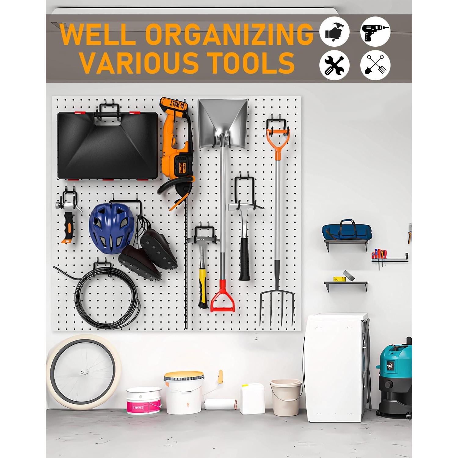 Ganchos de Tablero de Clavos INCLY - Paquete de 10, Alta Resistencia