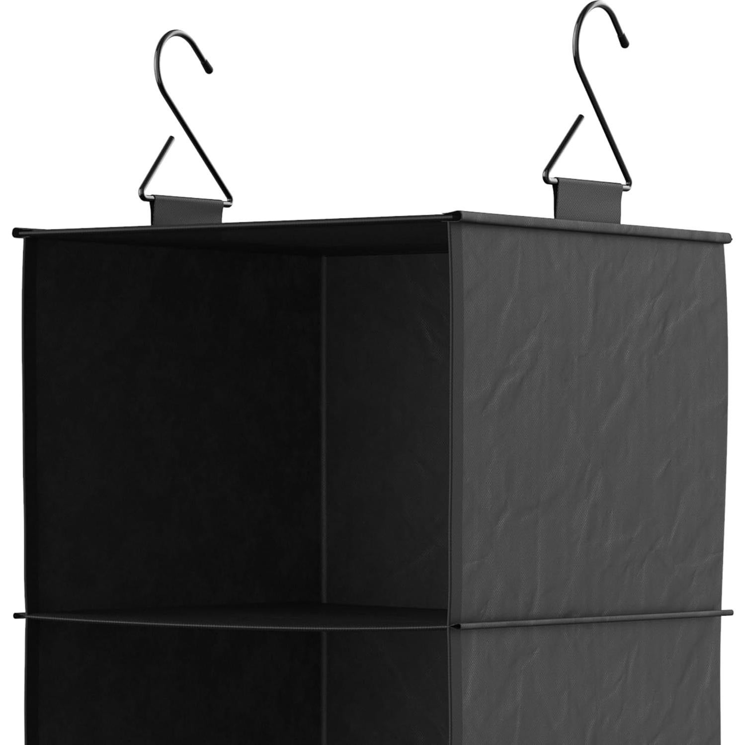 ClosetMaid 3-Shelf Fabric Hanging Closet Organizer with Garment Rod for Shirts, Sweaters, Pants, Hats, Shoes, Purses with Charcoal Black Finish