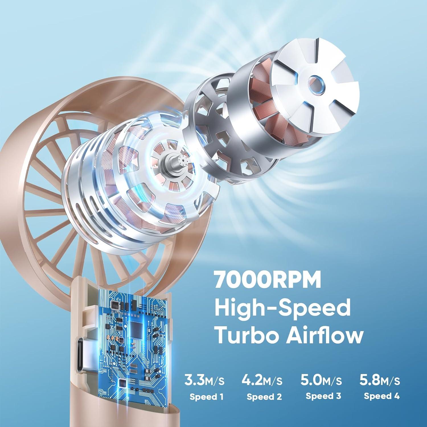 Ventilador de Mano AMACOOL G3 Turbo Recargable 17Hrs 4 Velocidades