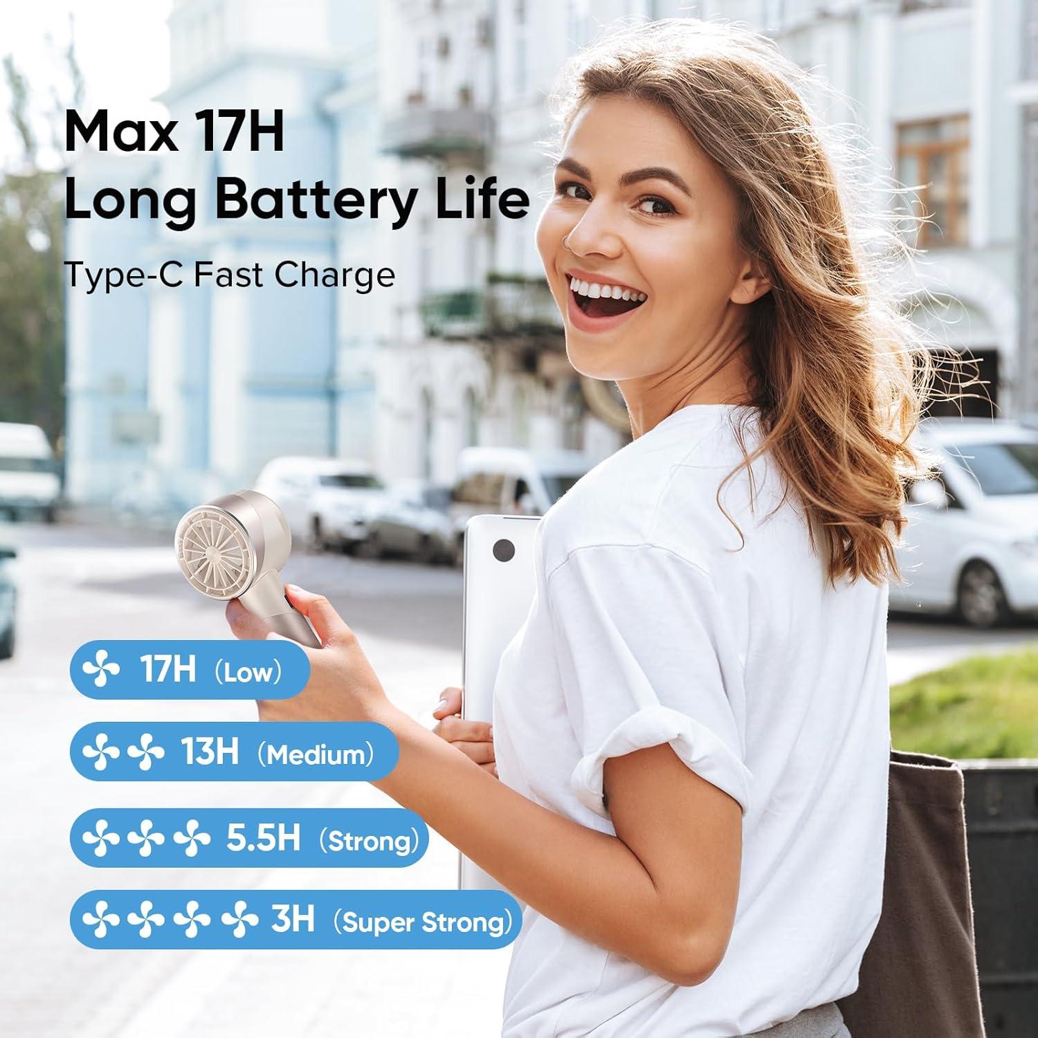 Ventilador de Mano AMACOOL G3 Turbo Recargable 17Hrs 4 Velocidades