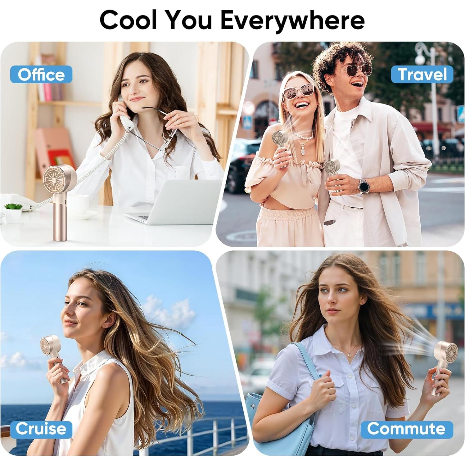 Ventilador de Mano AMACOOL G3 Turbo Recargable 17Hrs 4 Velocidades