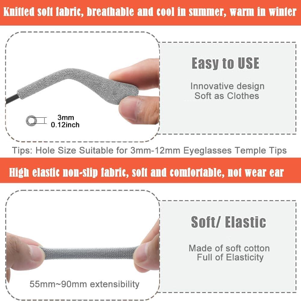 Cojín para Orejas de Gafas Algodón Suave 3 Pares Negro