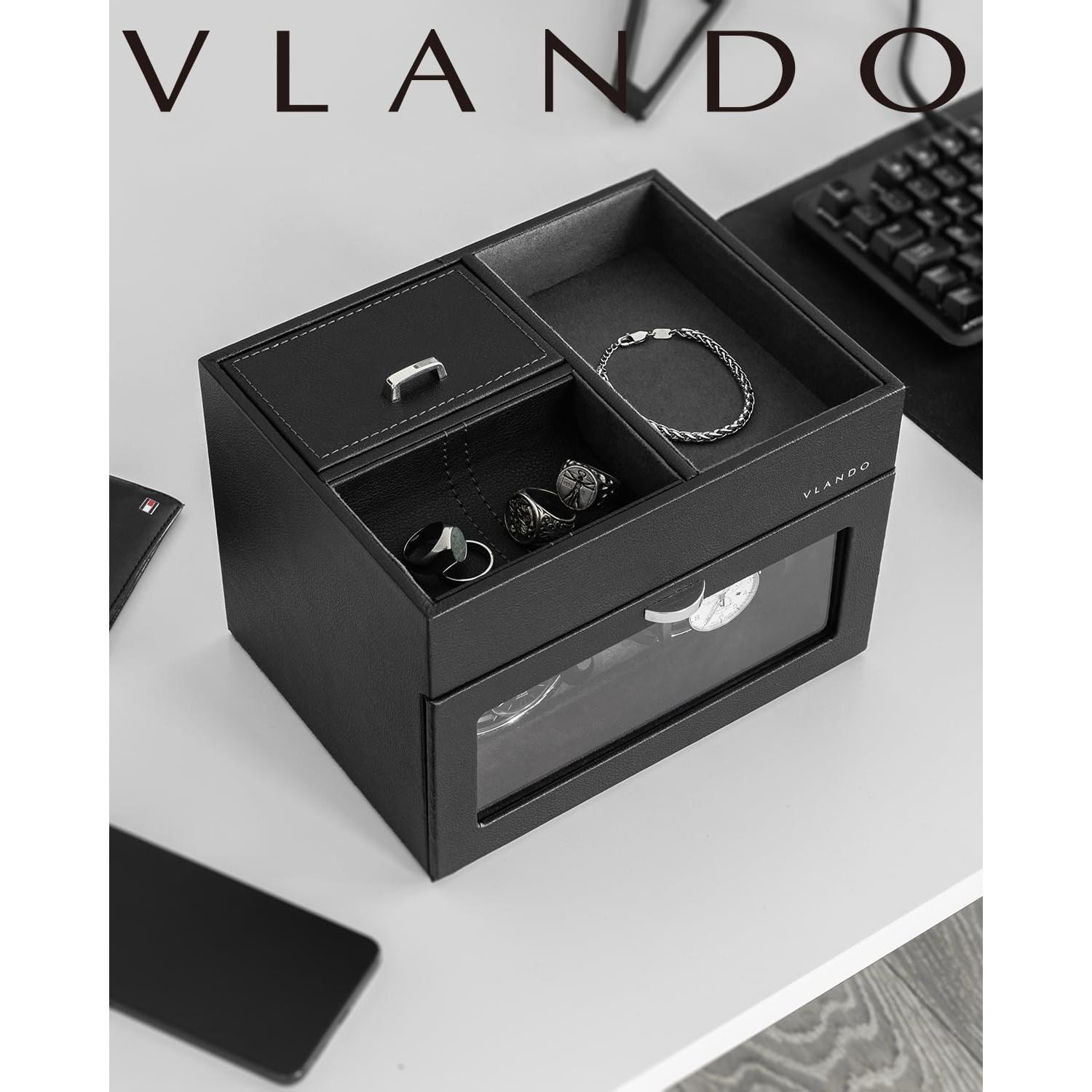 Winder de Reloj Automático Vlando Doble con Bandeja Organizadora