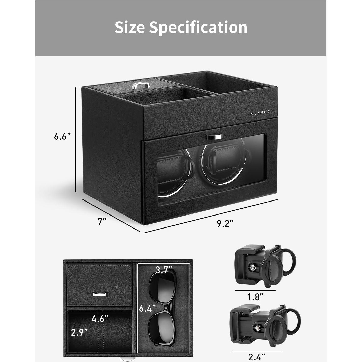 Winder de Reloj Automático Vlando Doble con Bandeja Organizadora