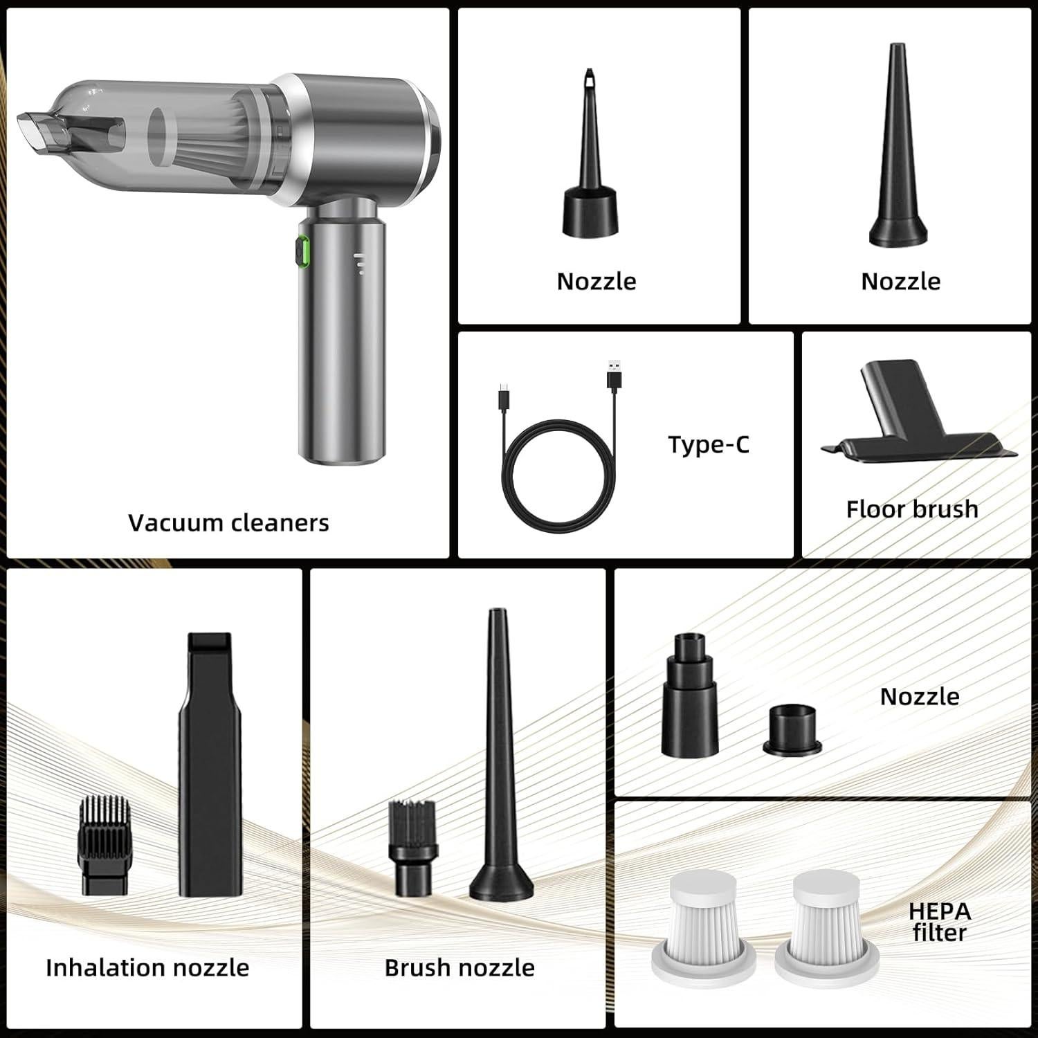 Aspiradora de Mano Inalámbrica NVKHG ST-6653Plus 28000Pa